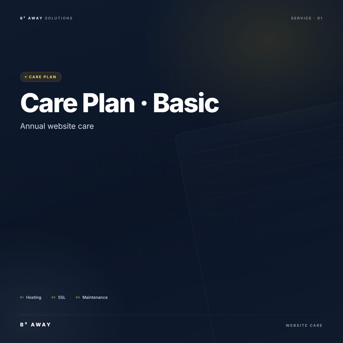 Website Care Plan Basic (Annual) — cover | B² Away