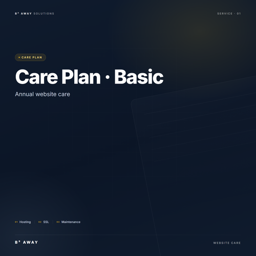 Website Care Plan Basic (Annual) — cover | B² Away