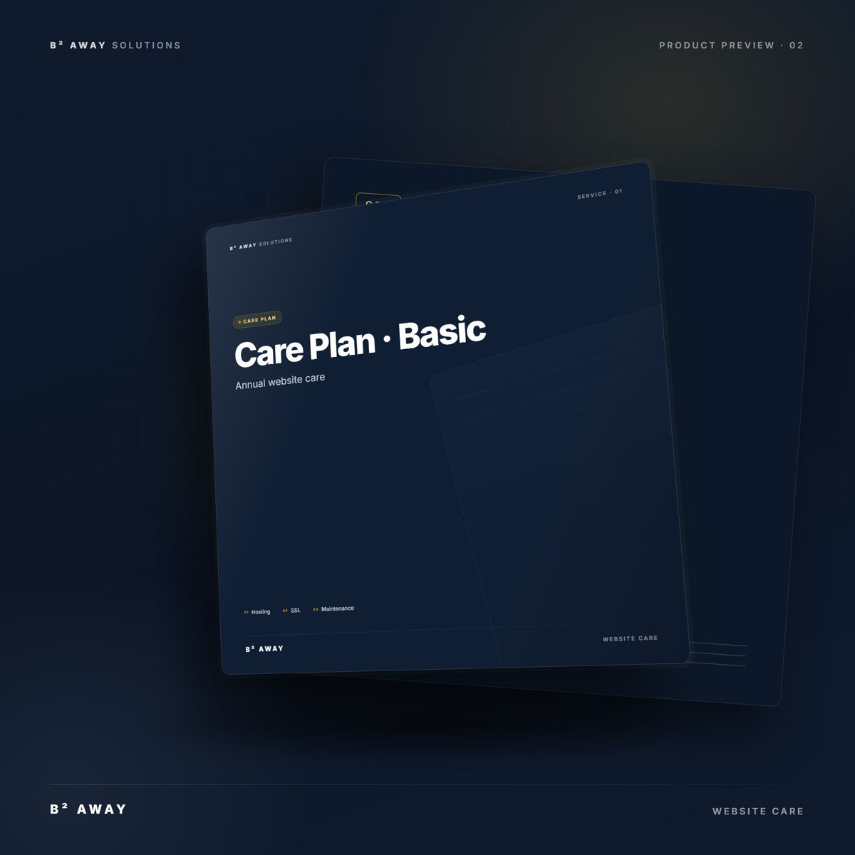 Website Care Plan Basic (Annual) — mockup | B² Away
