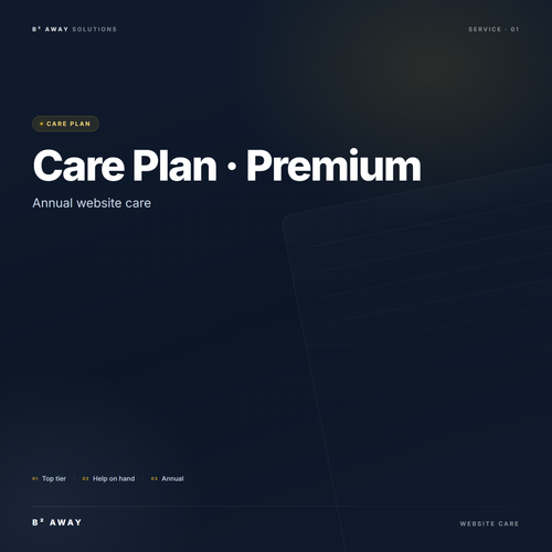 Website Care Plan Premium (Annual) — cover | B² Away