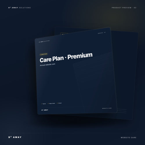 Website Care Plan Premium (Annual) — mockup | B² Away