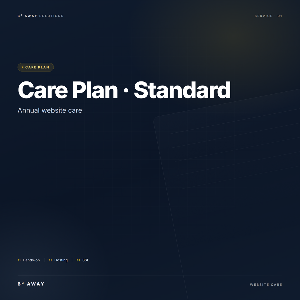 Website Care Plan Standard (Annual) — cover | B² Away