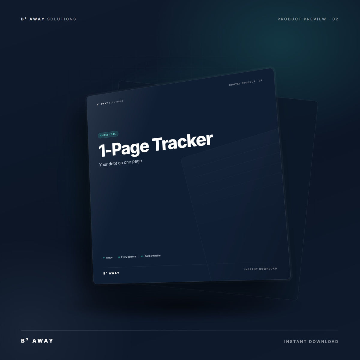Debt Payoff 1-Page Tracker — mockup | B² Away