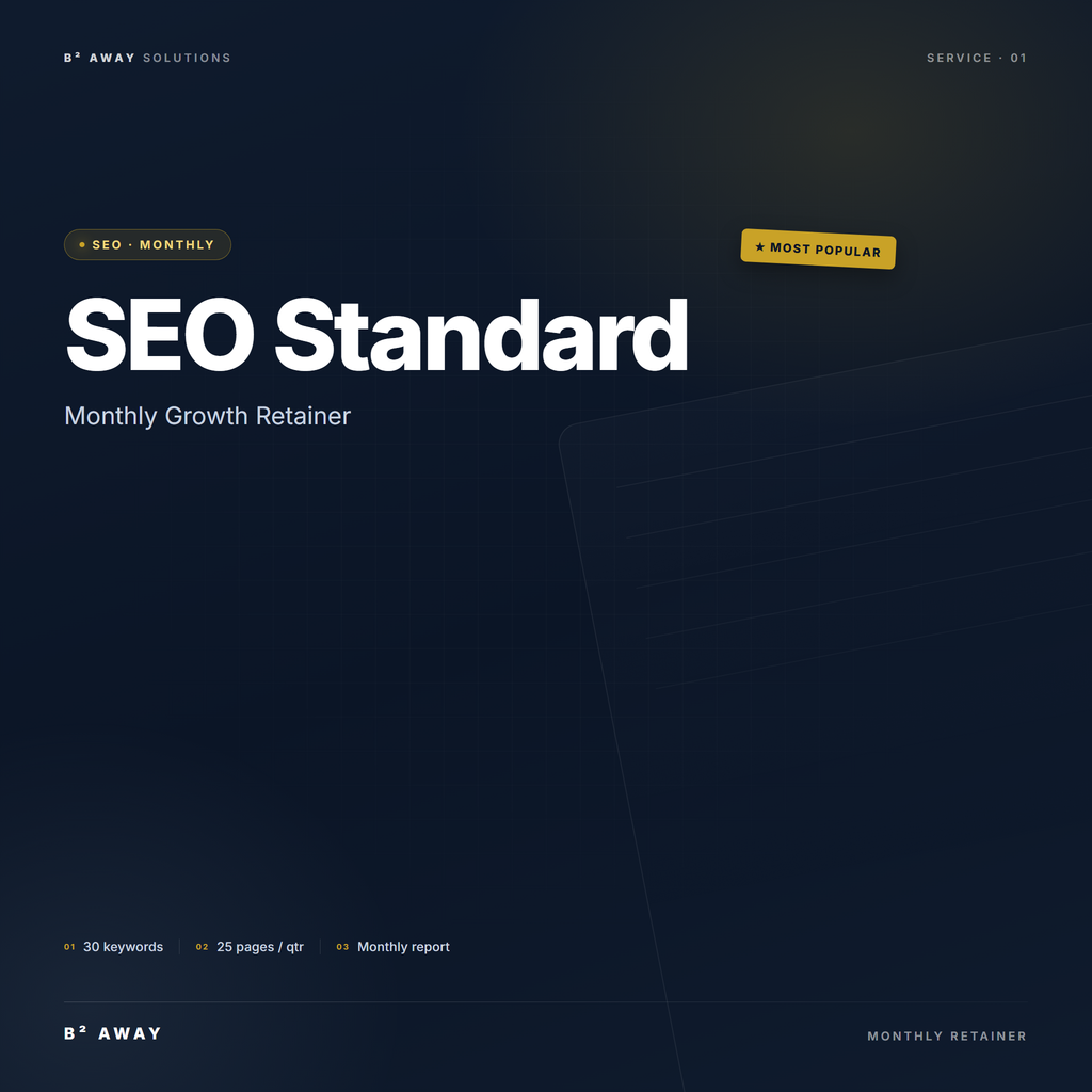 SEO Standard Monthly Retainer — cover | B² Away